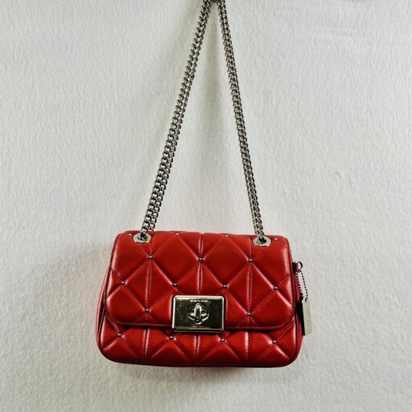 Coach Cassidy Crossbody Bag with Studded Diamond Quilting Red - Picture 5 of 15